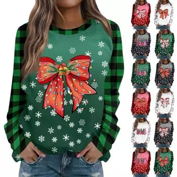 Женская повседневная мода с графическим принтом, винтажный повседневный принт, длинный рукав, О-образный вырез, пуловер, топ, блузка L