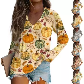 Женская повседневная мода с графическим принтом, винтажный повседневный принт, длинный рукав, О-образный вырез, пуловер, топ, блузка L бежевый