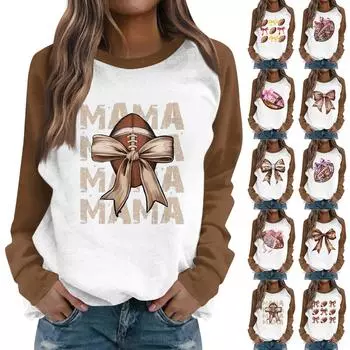 Женская повседневная мода с графическим принтом, винтажный повседневный принт, длинный рукав, О-образный вырез, пуловер, топ, блузка L бежевый