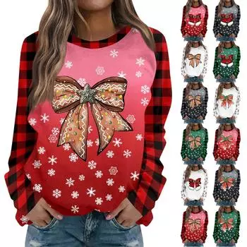 Женская повседневная мода с графическим принтом, винтажный повседневный принт, длинный рукав, О-образный вырез, пуловер, топ, блузка XXL