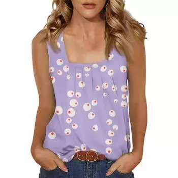 Женская повседневная мода темперамент элегантный квадратный вырез диапазон цветочный принт топ L