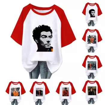 Женская повседневная мода, удобная футболка с принтом персонажа темперамента и рукавом реглан M шафрановый