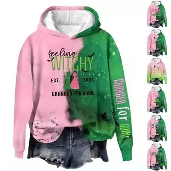 Женская повседневная мода винная индейка семейный принт на День благодарения длинный рукав O-образный вырез пуловер толстовки L армия зеленый