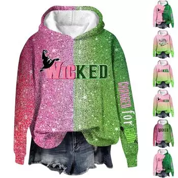 Женская повседневная мода винная индейка семейный принт на День благодарения длинный рукав O-образный вырез пуловер толстовки L армия зеленый