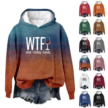 Женская повседневная мода винная индейка семейный принт на День благодарения длинный рукав O-образный вырез пуловер толстовки M коричневый