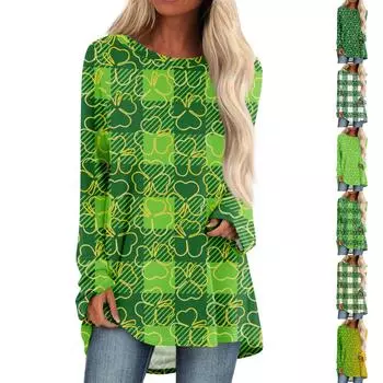 Женская повседневная модная блузка с цветным принтом и длинным рукавом средней длины XXL