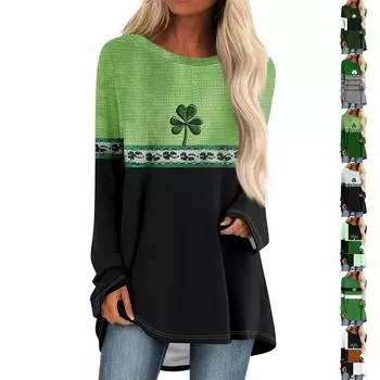 Женская повседневная модная блузка с цветным принтом и длинным рукавом средней длины S