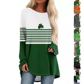 Женская повседневная модная блузка с цветным принтом и длинным рукавом средней длины XXXL