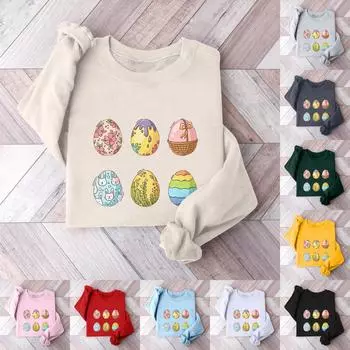 Женская повседневная модная блузка с длинным рукавом и круглым вырезом с принтом и пуловером XL розовый