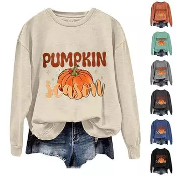 Женская повседневная модная блузка с длинным рукавом и круглым вырезом с принтом L