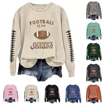 Женская повседневная модная блузка с длинным рукавом и круглым вырезом с принтом XL оранжевый