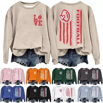 Женская повседневная модная блузка с длинным рукавом и круглым вырезом с принтом M