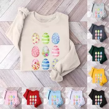 Женская повседневная модная блузка с длинным рукавом и круглым вырезом с принтом и пуловером M розовый