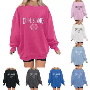 Женская повседневная модная блузка с длинным рукавом и карманом с цветочным принтом и круглым вырезом S чёрный