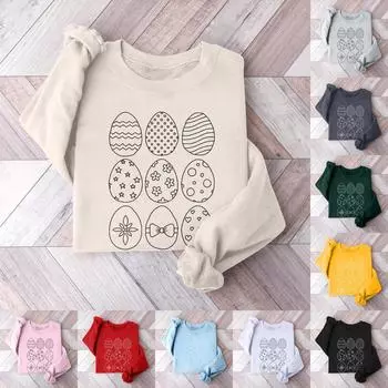 Женская повседневная модная блузка с длинным рукавом и круглым вырезом с принтом и пуловером L бежевый