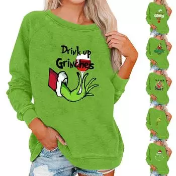 Женская повседневная модная блузка с длинным рукавом и круглым вырезом, с принтом и рукавом реглан XXXL