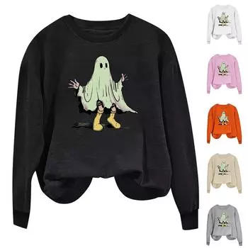 Женская повседневная модная блузка с длинным рукавом и круглым вырезом с принтом XXL хаки