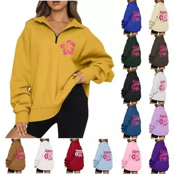 Женская повседневная модная блузка с длинным рукавом и круглым вырезом с принтом и пуловером XXXL