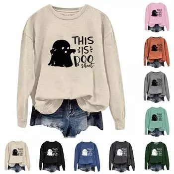 Женская повседневная модная блузка с длинным рукавом и круглым вырезом с принтом M