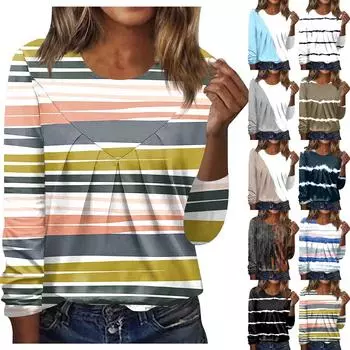 Женская повседневная модная блузка с длинным рукавом и круглым вырезом с цветочным принтом и пуловером XL чёрный