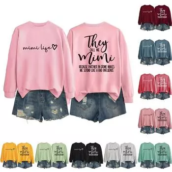 Женская повседневная модная блузка с длинным рукавом и круглым вырезом с принтом L