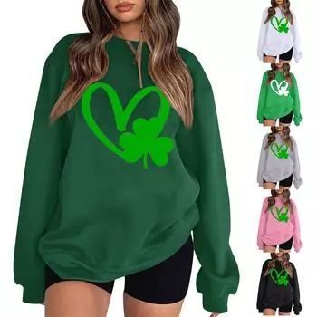 Женская повседневная модная блузка с длинным рукавом и круглым вырезом с принтом Хэллоуина L армия зеленый