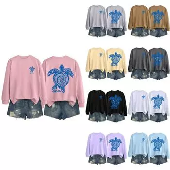 Женская повседневная модная блузка с длинным рукавом и круглым вырезом с принтом Хэллоуина L бежевый