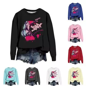 Женская повседневная модная блузка с длинным рукавом и круглым вырезом с принтом и пуловером L бежевый