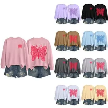 Женская повседневная модная блузка с длинным рукавом и круглым вырезом с принтом Хэллоуина L бежевый