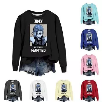 Женская повседневная модная блузка с длинным рукавом и круглым вырезом с принтом и пуловером L бежевый