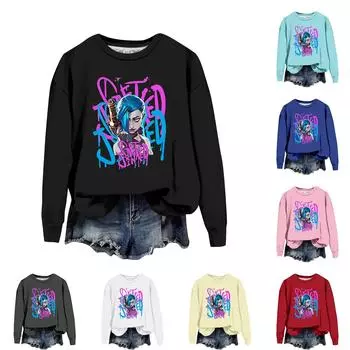 Женская повседневная модная блузка с длинным рукавом и круглым вырезом с принтом и пуловером S бежевый