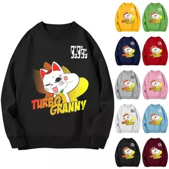 Женская повседневная модная блузка с длинным рукавом и круглым вырезом с принтом и пуловером L чёрный