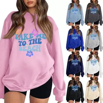 Женская повседневная модная блузка с длинным рукавом и круглым вырезом с принтом XL чёрный