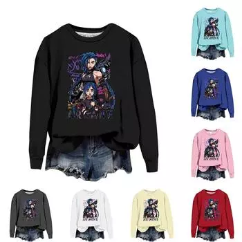 Женская повседневная модная блузка с длинным рукавом и круглым вырезом с принтом и пуловером L бежевый