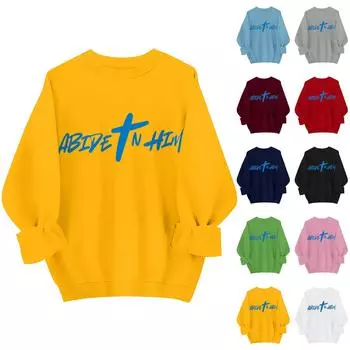 Женская повседневная модная блузка с длинным рукавом и круглым вырезом с принтом и пуловером L