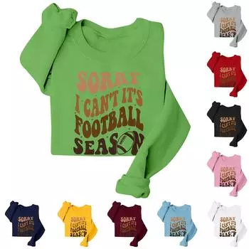 Женская повседневная модная блузка с длинным рукавом и круглым вырезом с принтом и пуловером L чёрный