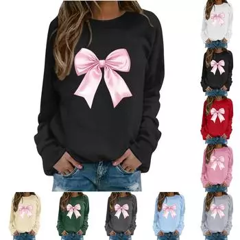 Женская повседневная модная блузка с длинным рукавом и круглым вырезом с принтом XXXL красный