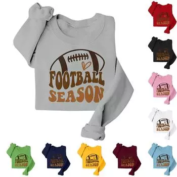 Женская повседневная модная блузка с длинным рукавом и круглым вырезом с принтом и пуловером L розовый