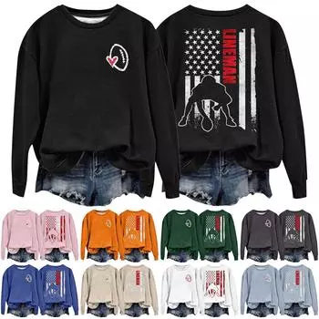 Женская повседневная модная блузка с длинным рукавом и круглым вырезом с принтом XXL