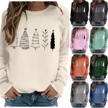 Женская повседневная модная блузка с длинным рукавом и круглым вырезом с принтом XXL