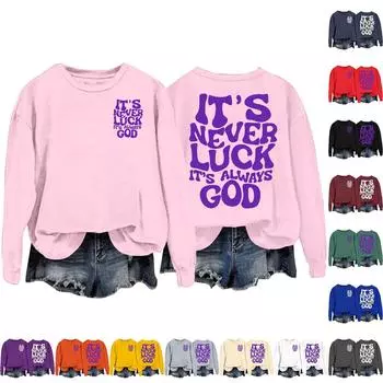 Женская повседневная модная блузка с длинным рукавом и круглым вырезом с принтом L чёрный