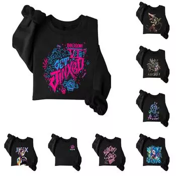 Женская повседневная модная блузка с длинным рукавом и круглым вырезом с принтом и пуловером L армия зеленый