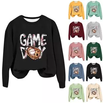 Женская повседневная модная блузка с длинным рукавом и круглым вырезом с принтом XL хаки