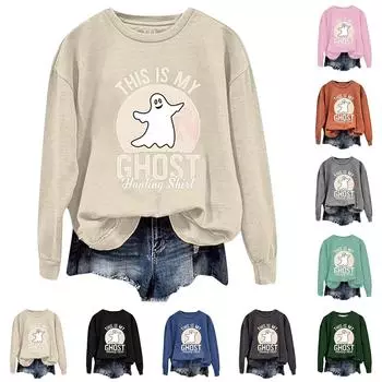 Женская повседневная модная блузка с длинным рукавом и круглым вырезом с принтом XXXL