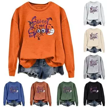 Женская повседневная модная блузка с длинным рукавом и круглым вырезом с принтом M коричневый