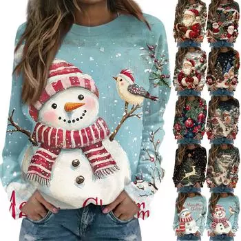 Женская повседневная модная блузка с принтом и длинным рукавом, с круглым вырезом, свитшот, толстовка ко Дню святого Валентина L чёрный