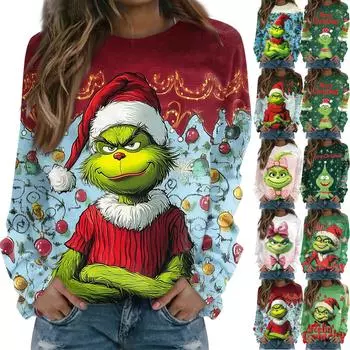 Женская повседневная модная блузка с принтом и длинным рукавом, с круглым вырезом, свитшот, толстовка ко Дню святого Валентина XL