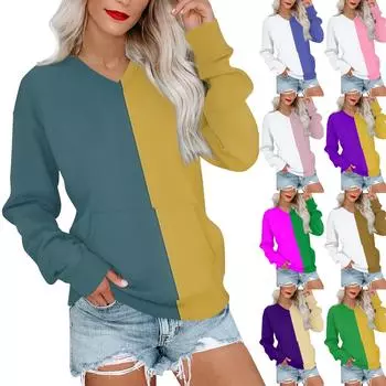 Женская повседневная модная цветная стеганая толстовка с V-образным вырезом и длинным рукавом, легкий пуловер с карманами L розовый