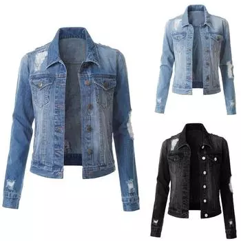 Женская повседневная модная джинсовая куртка, джинсовая куртка, верхняя одежда из бисера, пальто
