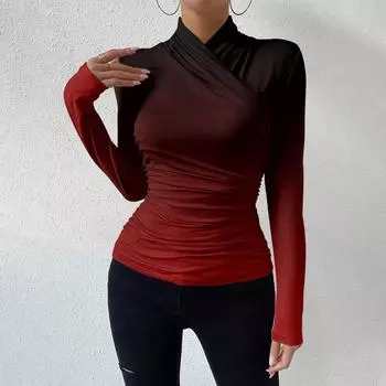 Женская повседневная модная футболка с длинным рукавом и круглым вырезом, пуловер с принтом M